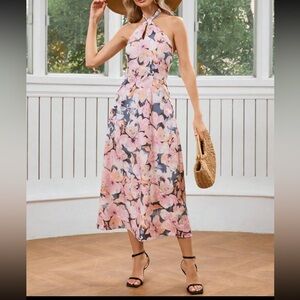 Pink and blue long dress